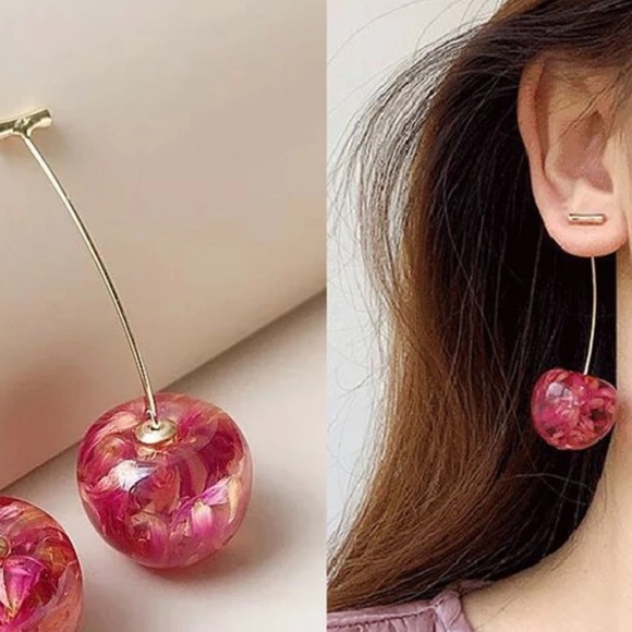 π Elegant Cherry Trendy Earrings π - Picture 5 of 5